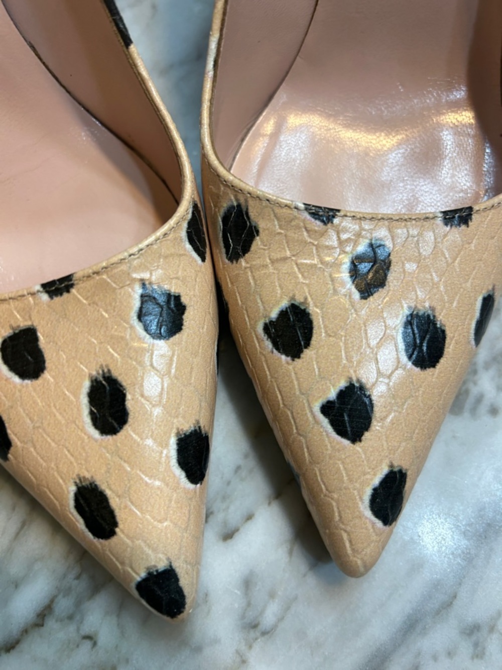 kate spade Tan and Black Leopard-Spot Pointed Toe Pumps - Picture 4 of 10